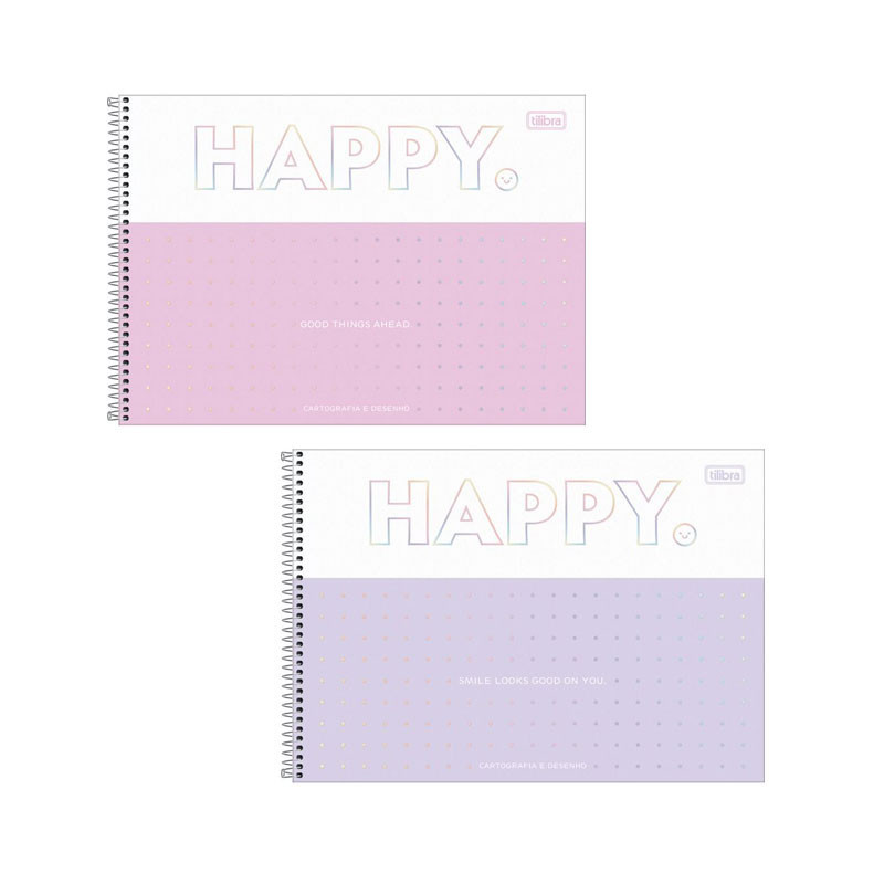 Caderno Espiral Capa Dura Cartografia Folhas Happy Tilibra Shopee