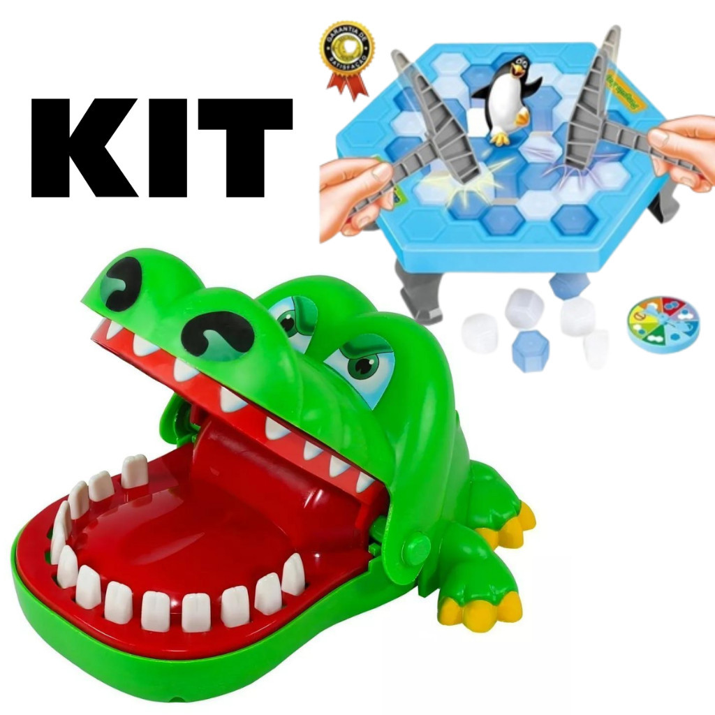 Kit 2 Brinquedos Jogo Jacaré Crocodilo Morde Dedo e Jogo do Pinguim ...