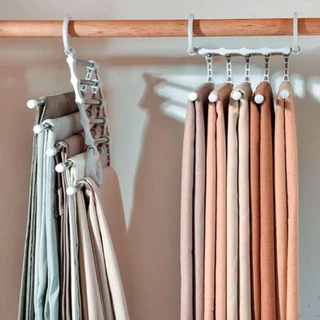 Cabide Multifuncional para Calças de Inox com 5 Divisórias Branco Cabideiro Calça Bermuda Gravata Cinto Organizador Shorts HOT