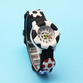 Relógio Infantil Cartoon De Futebol 3D Quartzo Silicone Anti-Queda Presente De Aniversário