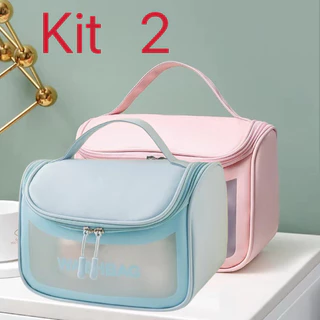 Kit 2 Organizador de Viagem Essencial Portátil Flip Impermeável Transparente Bolsa Cosmética em Oferta na Shopee