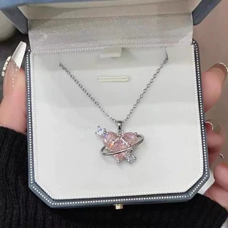 Colar Coração de Amor King Pink Diamond Guardião para Namorada e Menina Luxo Feminino