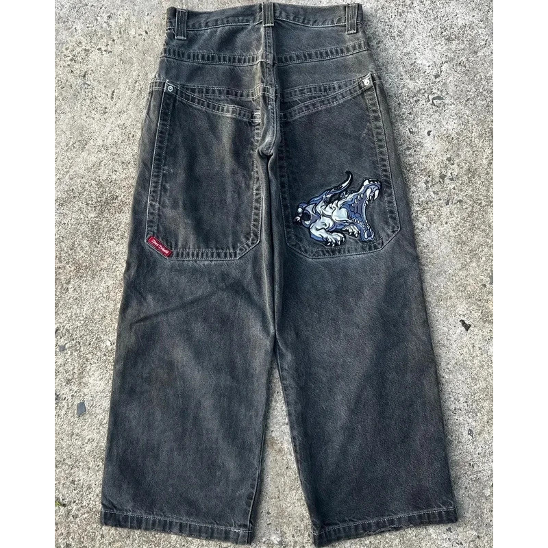 Y2K New PROTECT Jeans Carta Bordado Lavado Azul Jeans Baggy Y2K New PROTECT Jeans Carta Bordado Lavado Azul Jeans Baggy