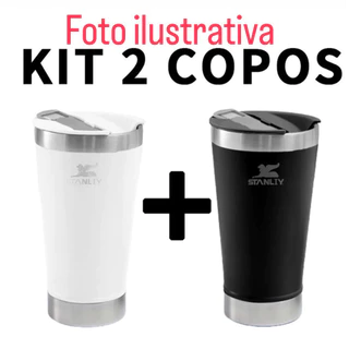 Kit 2 copos térmico 473ml tampa e abridor garrafas