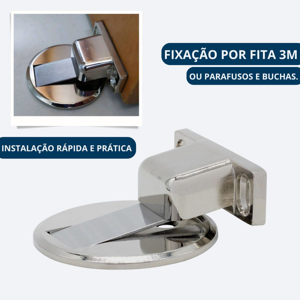 Prendedor de Porta Magnético Slim Cromado