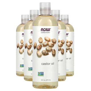 Kit 5x Óleo de Castor 473ml Now Foods Castor Oil 100% Puro /Made in Usa