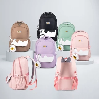 Kit Mochila e Porta-Objetos Feminino Estampa de Abelha Escolar Casual Design Ergonômico Qualidade e Resistencia