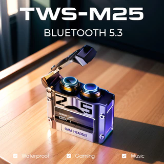 2024 Novo TWS M25 Fone De Ouvido bluetooth 5.3 Sem Fio À Prova D'água 9D Stereo Sports Earbuds LED Microphoe Novo Pronta Entrega
