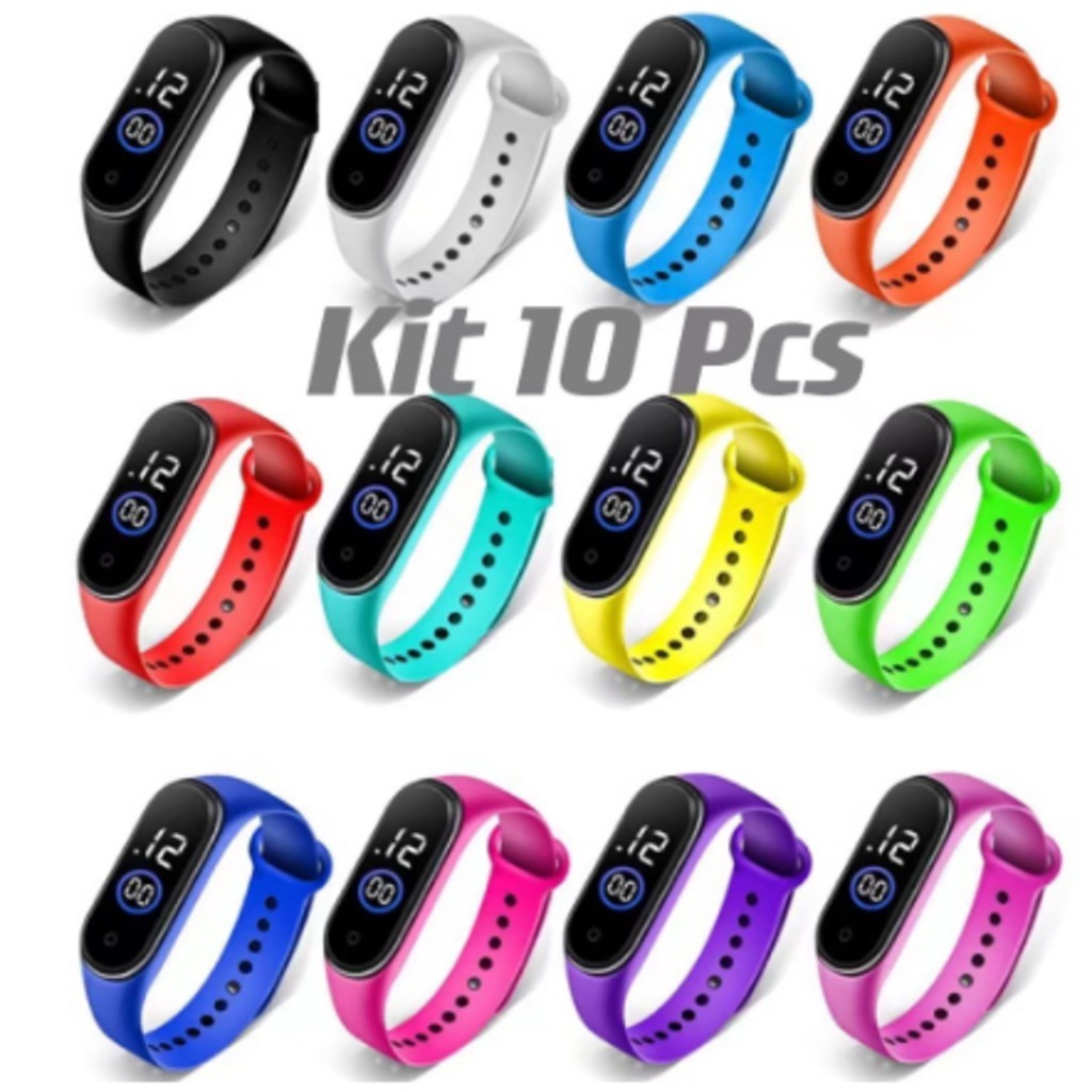 Kit 10 Pcs Relógio feminino digital m4 led A prova água Esportivo ...