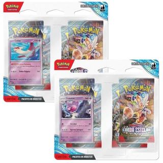 BLISTER QUÁDRUPLO POKÉMON COROA ESTELAR EV7 LATIAS TINKATON ESCARLATE COPAG BOOSTER CARTAS TCG PT BR