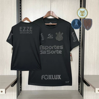 Camisa de futebol 24 /25 C-S Camiseta de manga curta preta para homens