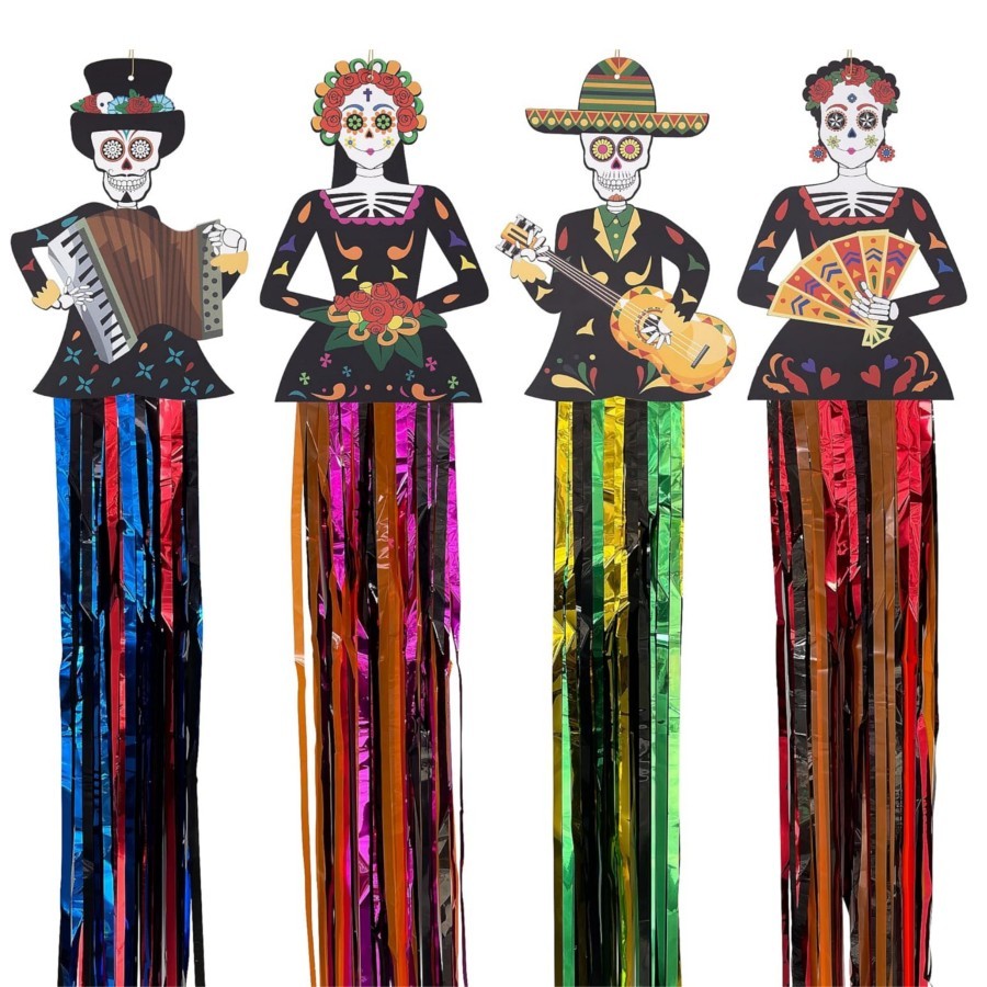 Enfeite Decorativo Caveira Mexicana c/ Franja - Unidade