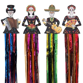 Enfeite Decorativo Caveira Mexicana c/ Franja - Unidade