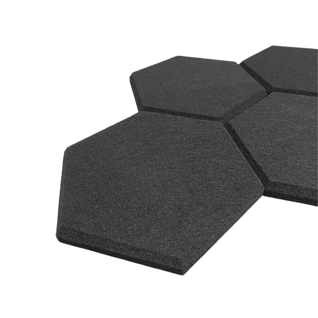 Kit c/ 32 Placas Tratamento Acústico Hexagonal 30x2,5cm Preto