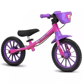 Bicicleta Infantil Aro 12 Balance Equilíbrio Sem Pedal Rosa Feminina- Nathor