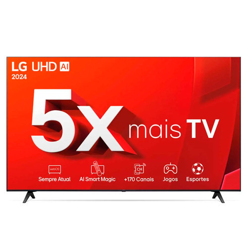 Smart TV 4K 65 LG UHD 65UT8050 Processador A5 Ger7 AI Alexa/Chromecast integrado webOS 24 Controle Smart Magic