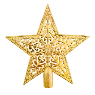 Estrela Dourada Ponteira para Arvore De Natal Vazada Com Laço