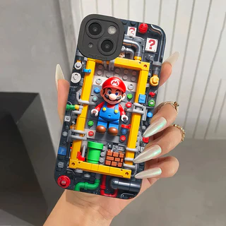 Capa De Telefone Para iPhone 16 15 14 13 12 11 Pro Max Silicone Colorida X XR XS 8 7 SE 2020 15 14 16 Plus 12 13 Mini Super M-Marios Bros