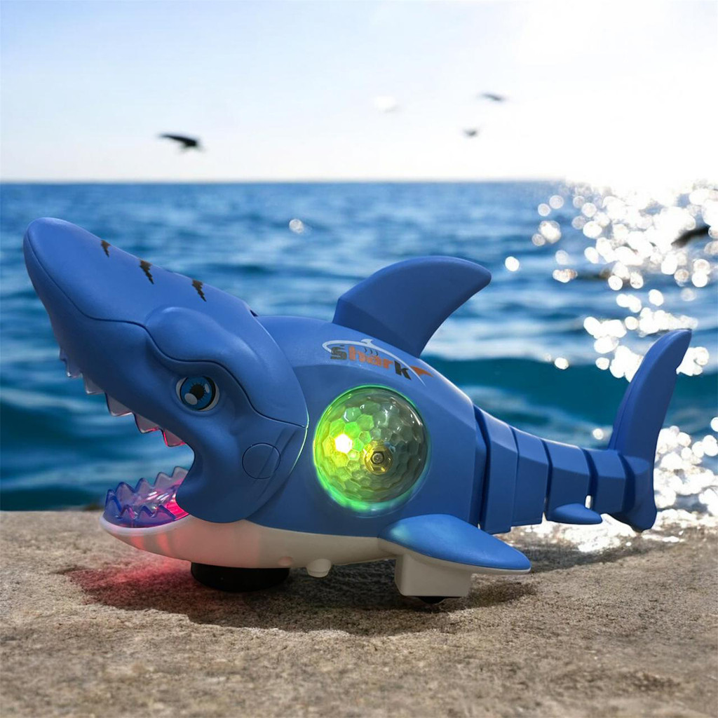 Brinquedo Tubarão Eletrônico Shark Peixe Fujão Robô C Luz E Som