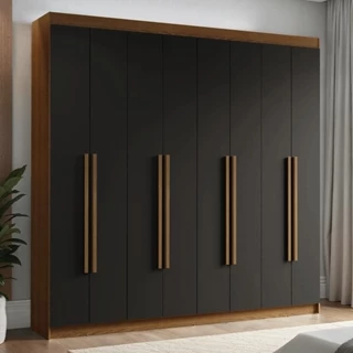 Guarda-Roupa Casal 8 Portas Batentes Rustic/Preto/Rustic Venus Madesa em Oferta na Shopee