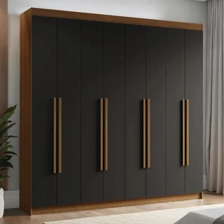 Guarda-Roupa Casal 8 Portas Batentes Rustic/Preto/Rustic Venus Madesa em Oferta na Shopee