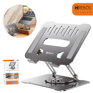 Suporte de Mesa para Notebook Alumínio Ajustável 360° Rotação Hrebos SU‑223 Ergonômico Portátil