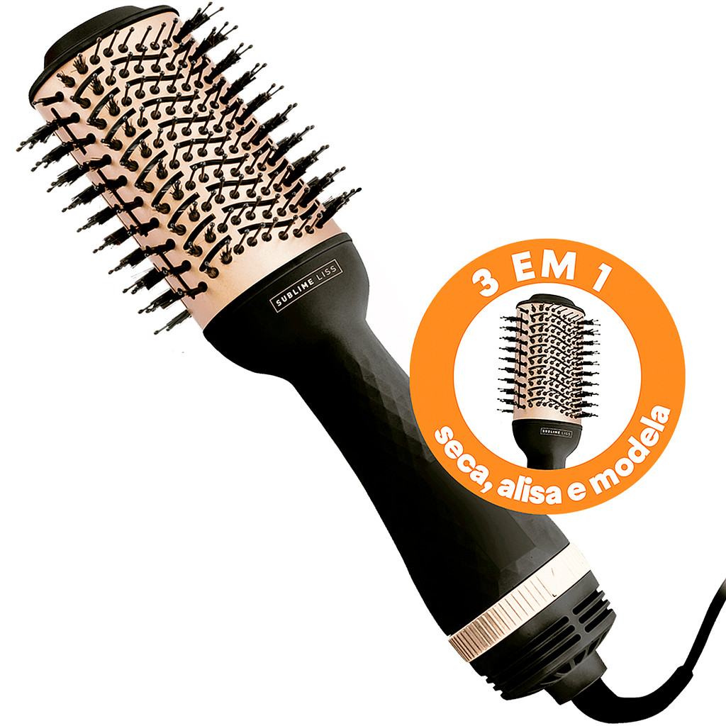 Escova Secadora Sublime Liss Mallory 3 Em 1 1200W Elétrica Cerdas ...