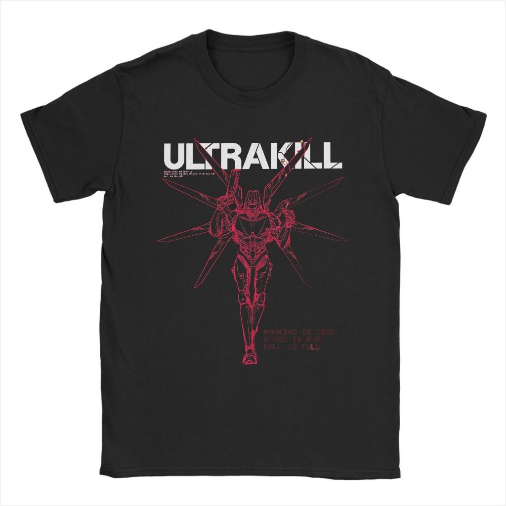 Camiseta Básica Ultrakill Shooting GameMasculina 100 % Algodão Com Gola Redonda E Moda Casual
