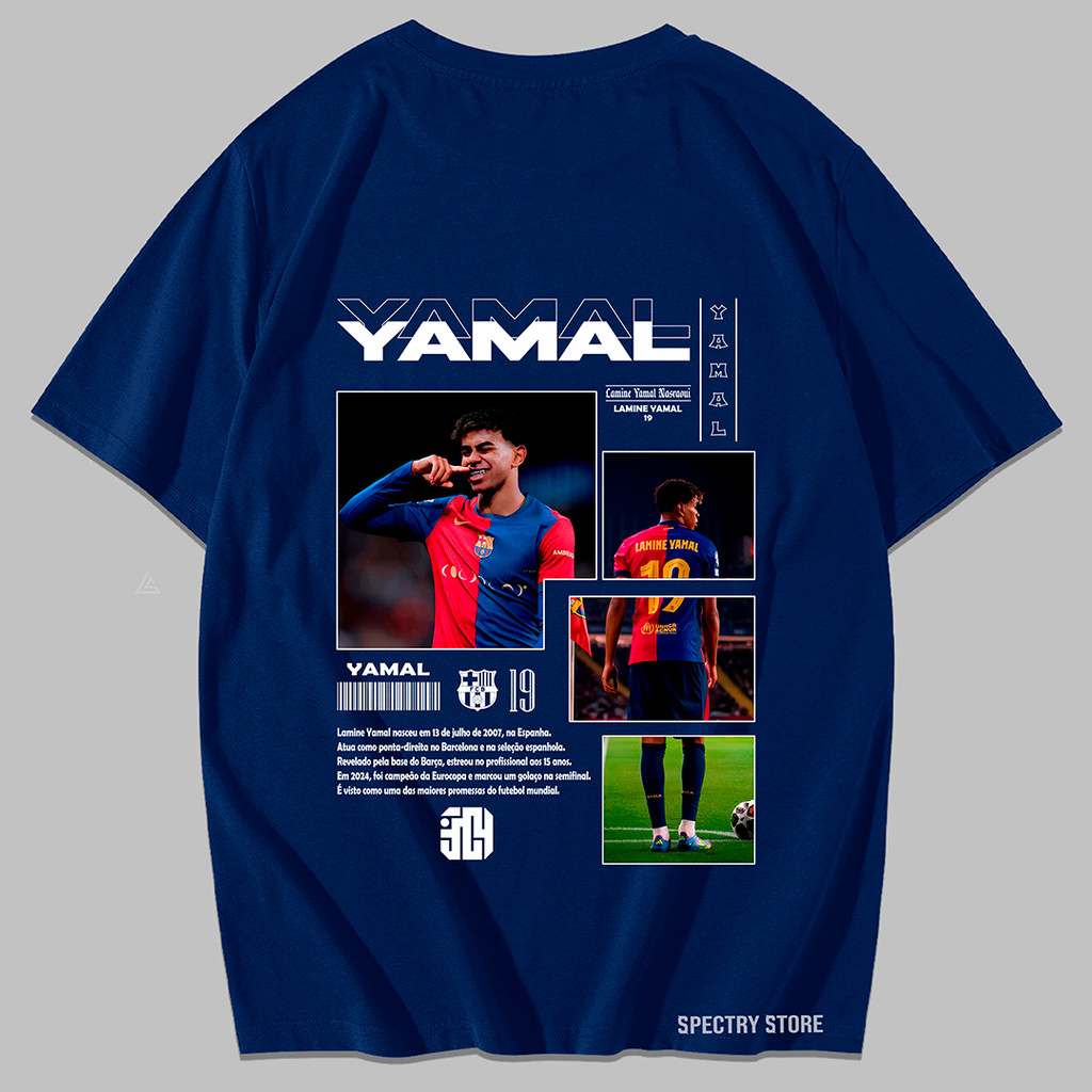 Camisa Camiseta Lamine Yamal 19 Barca Futebol Streetwear Algodão