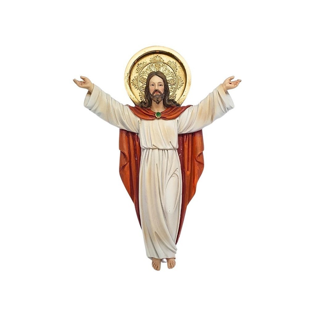 Imagem Jesus Ressuscitado com Led de Parede 26cm Resina Importada ...