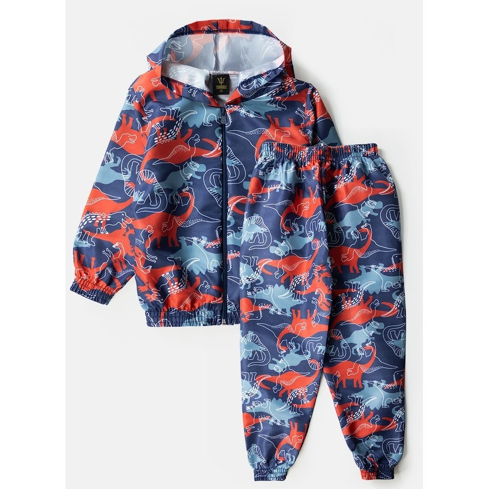 Conjunto Infantil Masculino Corta Vento C/Capuz Dinos Marinho 16 - Torrox