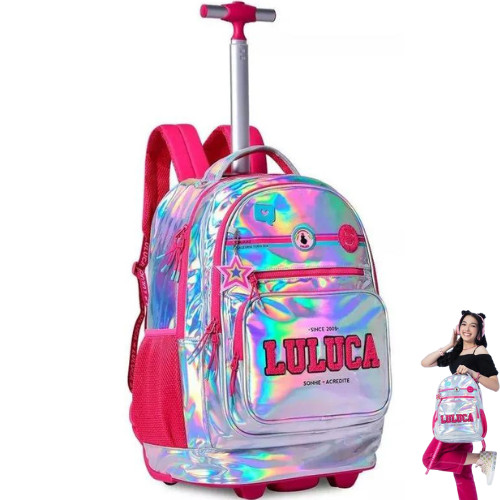 Mochila Escolar Infantil de Carrinho Luluca Holografica LU24009 Clio