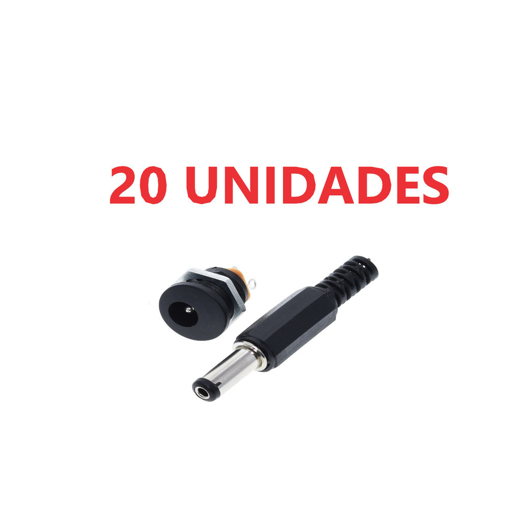 KIT 20X OU 50X Conector Modelo Jack P4 Macho e Fêmea - Plug De Energia ...