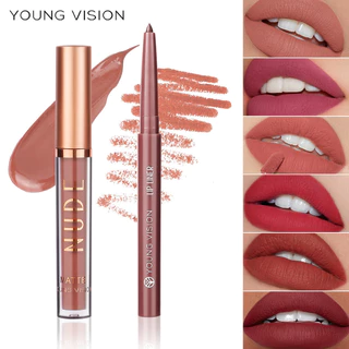 Forro labial para os lábios Conjunto de 2 peças de revestimento labial não é fácil de colar Copo Gloss labial fosco