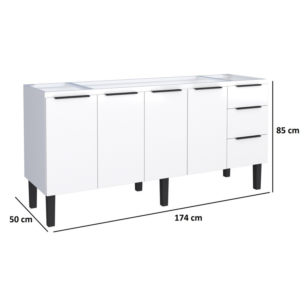 Gabinete Armário Cozinha Jupter Cozimax 1.80 Mt 100% Aço P/ Pia -4