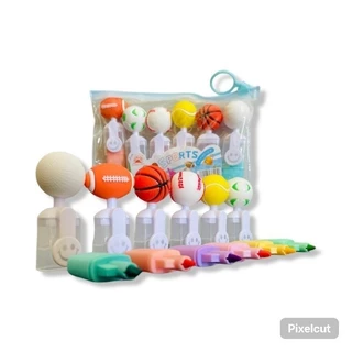 Kit Caneta Marca Texto 6 peças Esporte Futebol Basquete Baseball Tenis