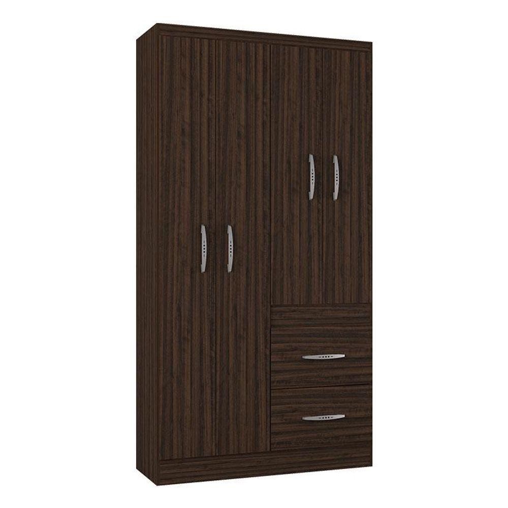 Guarda Roupa Solteiro Milão 4 Portas Chocolate - Poquema