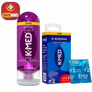 k-med 2 em 1 gel lubrificante 203 + K-misinha Extralubrificada preservativo masculino com 8unids