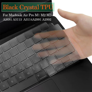 Capa De Teclado Preto Espaço Ultra Fino Adequado Para MacBook Air M3 A3113 A3114 A2681 A2941 13,6 M2 Filme De Poeira 2023 Pro 14 16 Polegadas M3/Max chip A2991 A2992 A2918 2020 13 M1