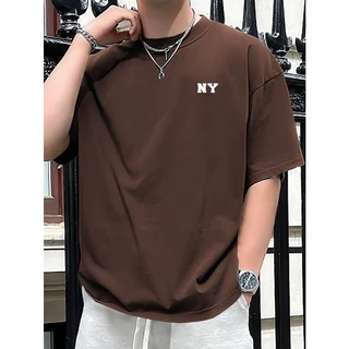 Camiseta Cores Terra Estampada NY Marrom Bege Branco 100% Algodão exclusiva premium