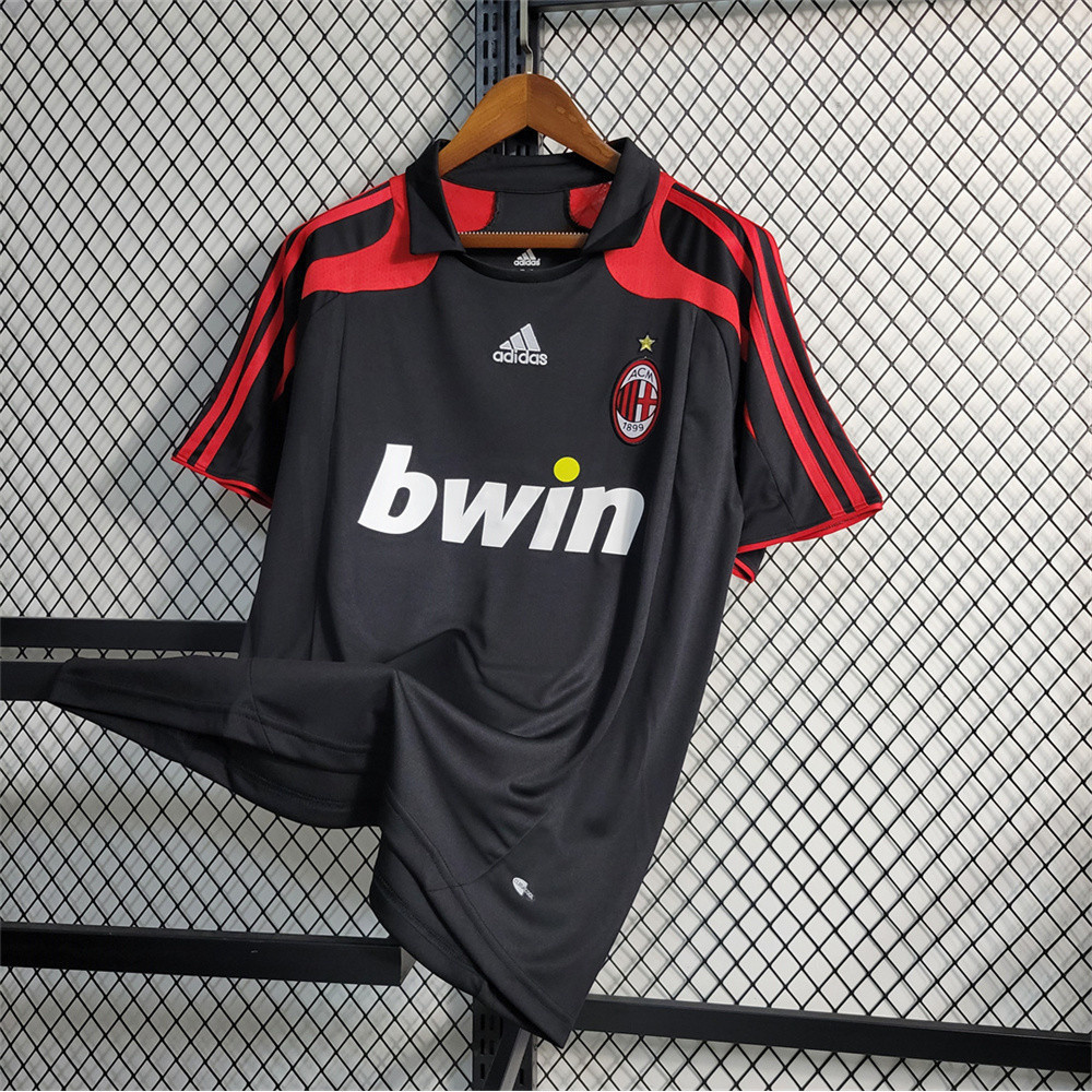 Camisa De Esportes De Futebol Retro 07 /08 AC-M AC Milan Away Homens Retro Camisa De Esportes Preto VPR6