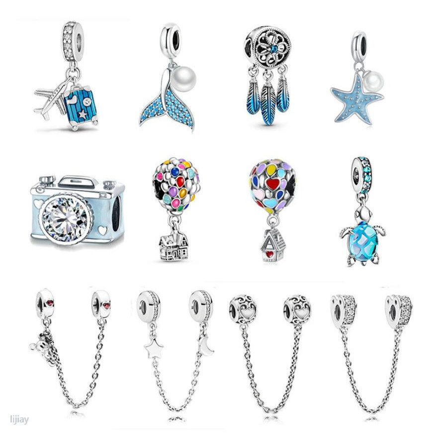 LI Moda 925 Pingente De Balão De Viagem Série Charme Avião Para Presentes De Pulseira