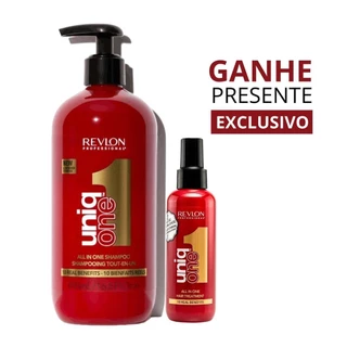 Kit UNIQ ONE ALL IN ONE HAIR TREATMENT 150ml - Vermelho + Revlon Uniq One All in One Shampoo 490ml + Brinde Exclusivo