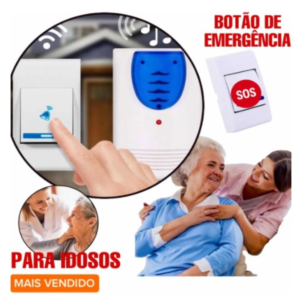 Botão De Emergência Para Idosos Campainha S/ Fio Sos Cuidado | Shopee ...