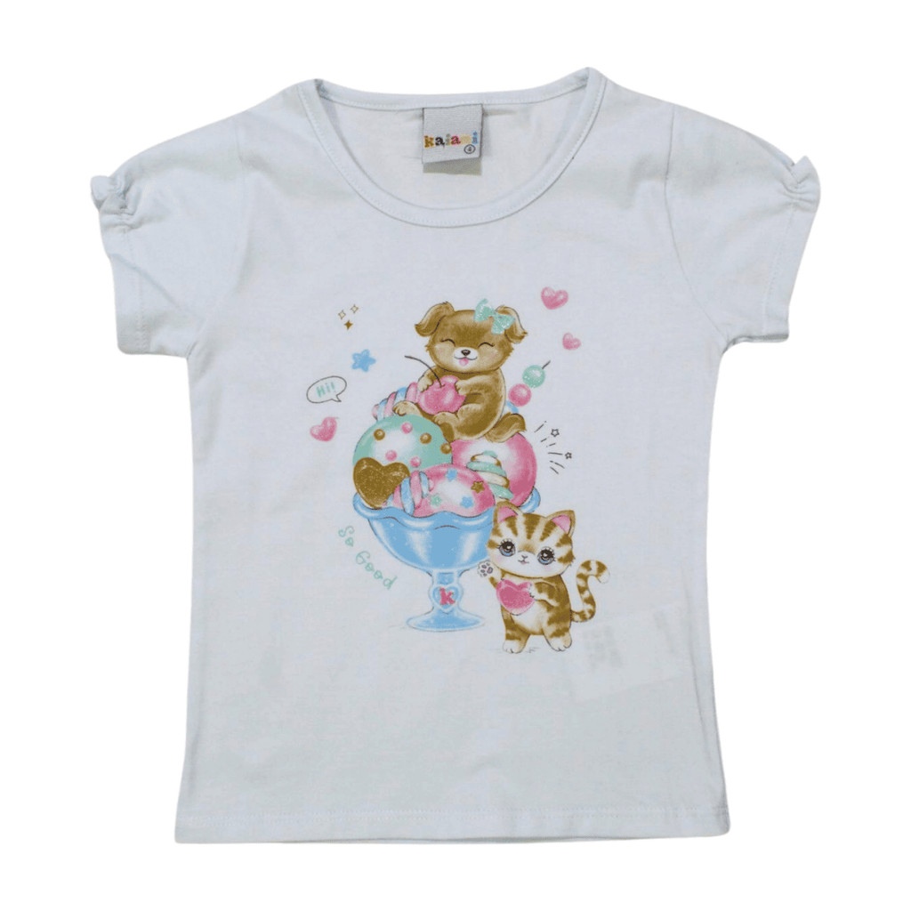 Blusa infantil Manga Curta Estampa Taça 11231 - Kaiani