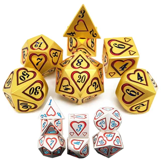 Conj. de dados Metálicos Coração - RPG