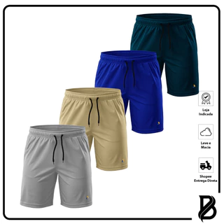 KIT 4 Shorts Academia Masculino Cores Variadas Calção Bermuda Dryfit