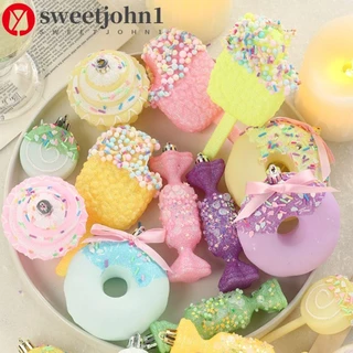SWEETJOHN1 Pingente De Bolas De Pirulito Para Bolo , Desenho Animado | Conjunto Doces De Natal , Bola Suspensa De Árvore Rosquinha De Sorvete De PVC , Enfeites DIY , Decoração De Feliz