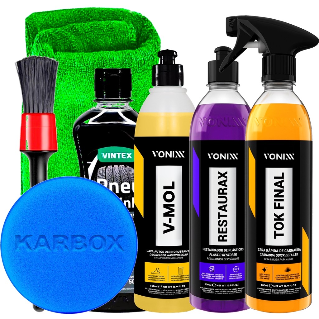 Kit Vonixx Estética Automotiva Cera Tok Final Shampoo V-Mol