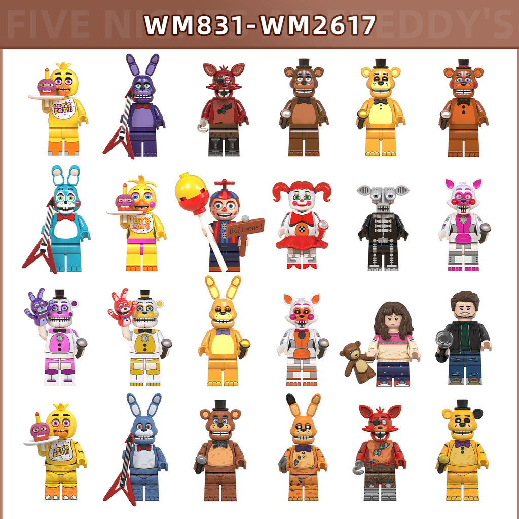Five Nights At Freddy's Building Blocks Chica Bonnie Fox Freddy Balloon ...